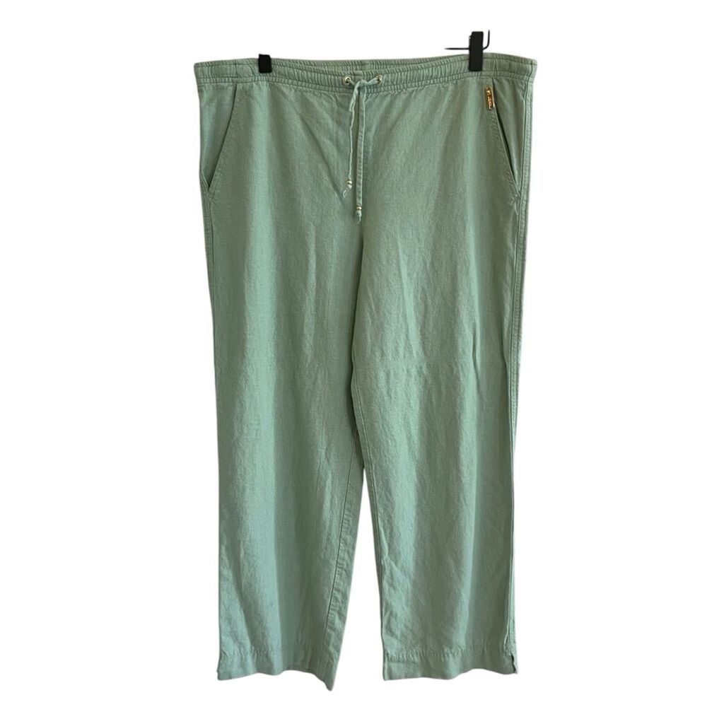 St. John Sport Linen Blend Pull On Pant Size P Resort Beachy Travel Lightweight